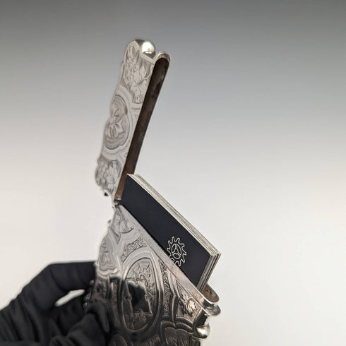 1871 British antique sterling silver card case 59g GEORGE UNITE